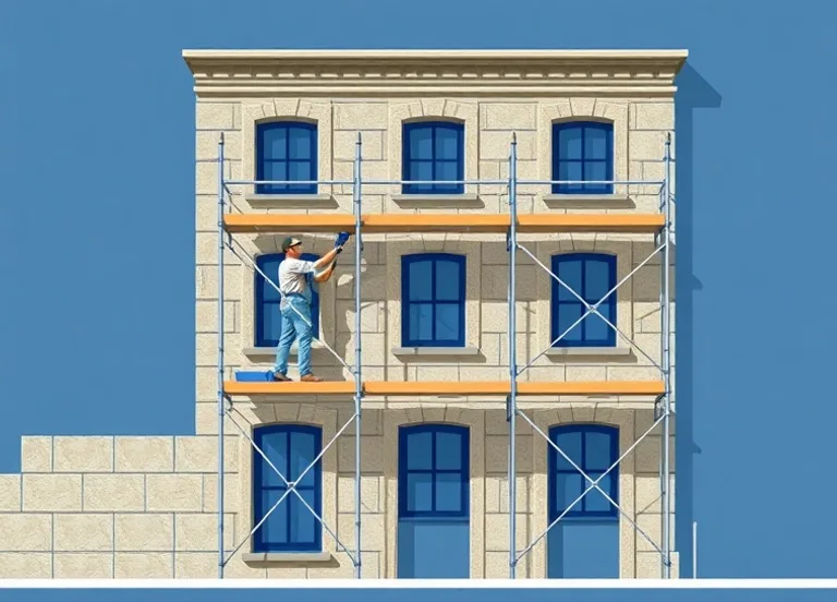 Ravalement de façade en pierre, nettoyage et application d'enduit